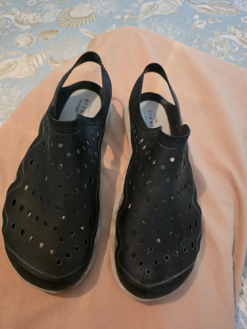 CROCS Men's Black and White Slip-On Comfort Sandals